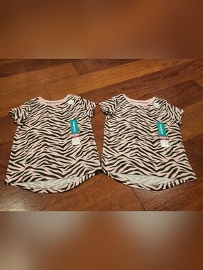 NWT Baby Girls Pink Zebra Print Tee 2pc Twin Set - Size 18M